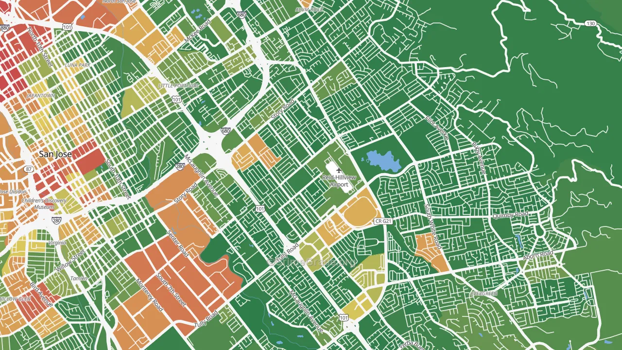 East San Jose, San Jose, CA Map of Drug-Related Crime Rates