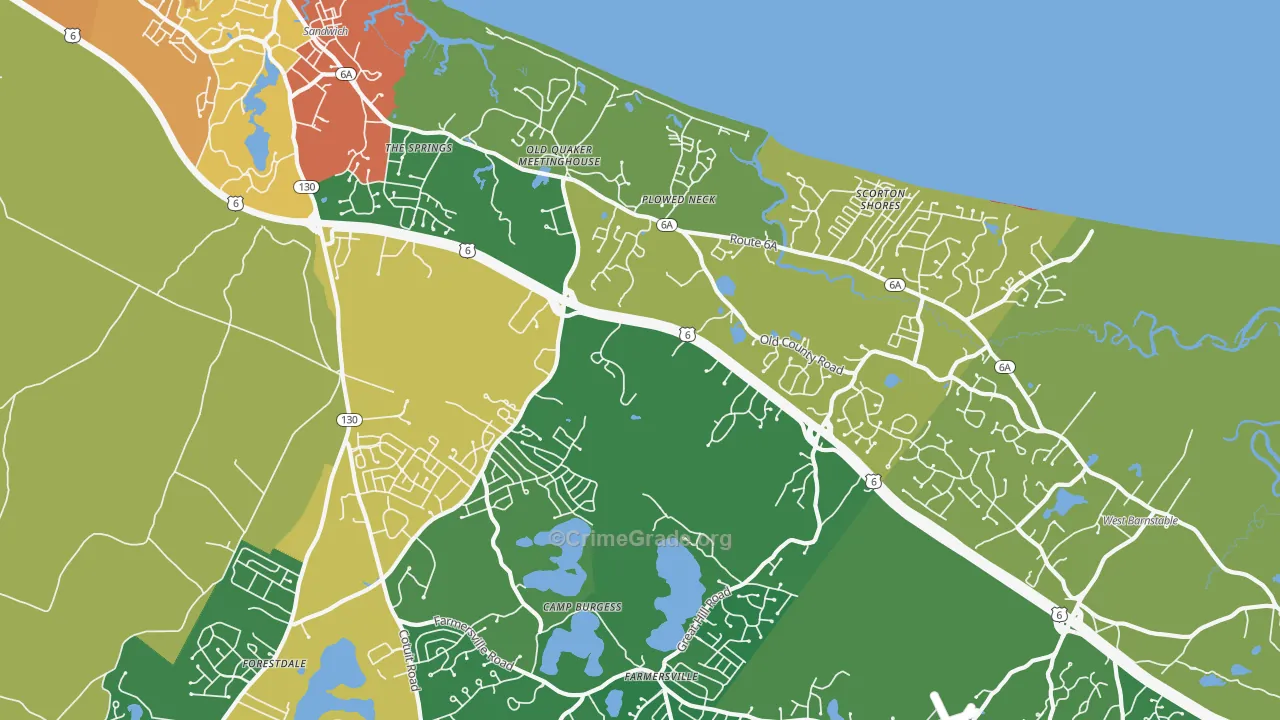 East Sandwich, MA Map of Drug-Related Crime Rates