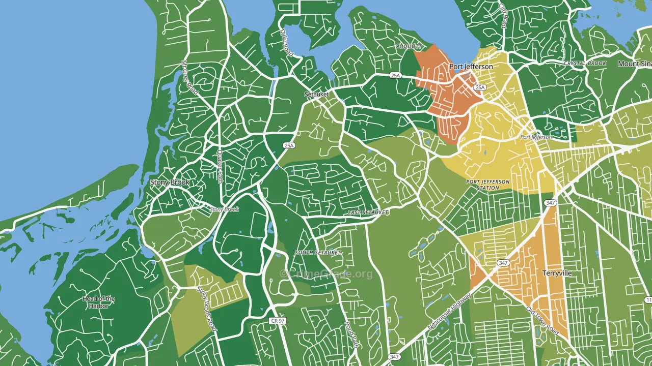 East Setauket, NY Map of Drug-Related Crime Rates