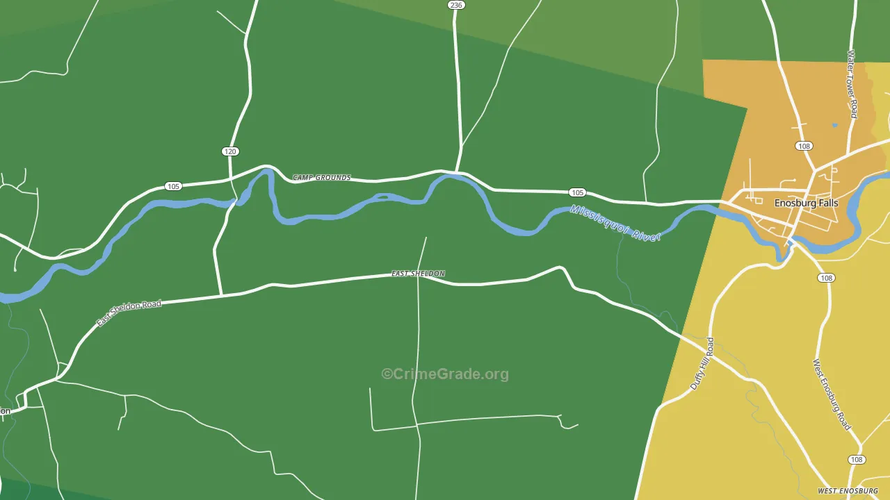 East Sheldon, VT Map of Drug-Related Crime Rates
