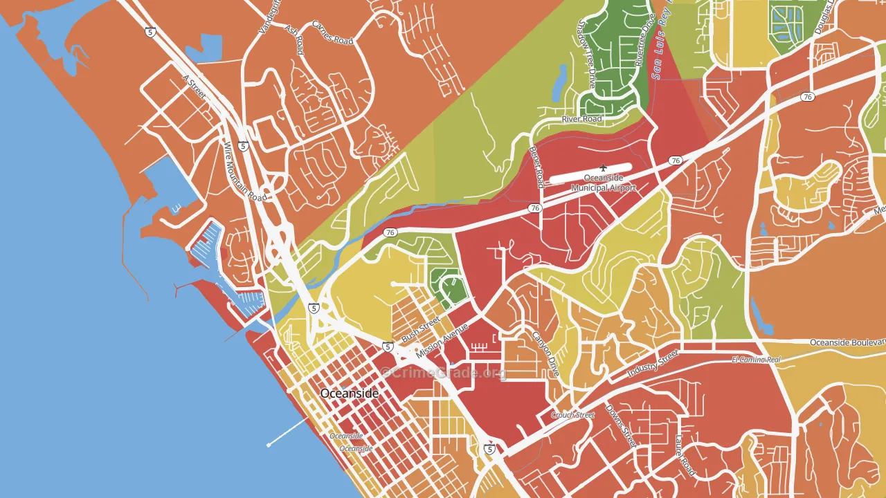 East Side Capistrano, Oceanside, CA Map of Drug-Related Crime Rates
