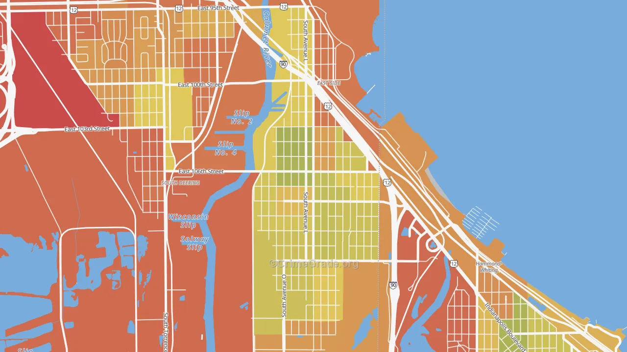 East Side, Chicago, IL Map of Drug-Related Crime Rates