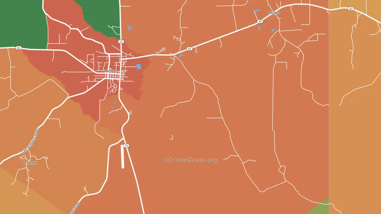 East Side, MS Map of Drug-Related Crime Rates