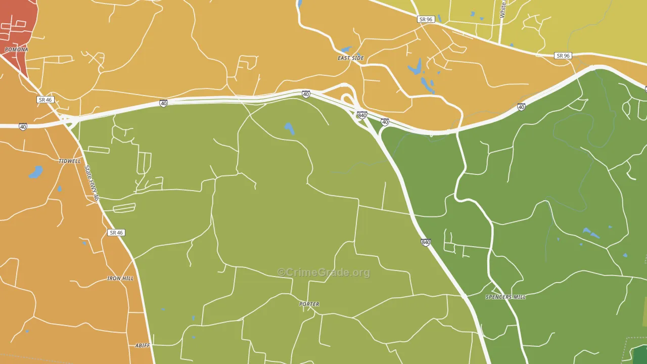 East Side, TN Map of Drug-Related Crime Rates