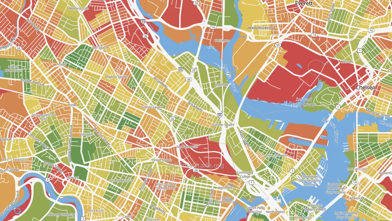 East Somerville, Somerville, MA Map of Drug-Related Crime Rates