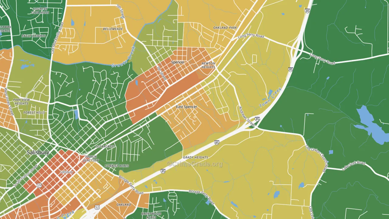 East Spencer, NC Map of Drug-Related Crime Rates