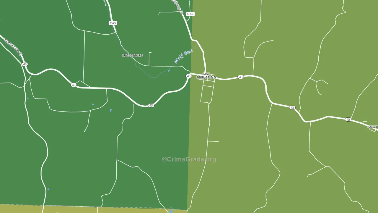 East Springfield, OH Map of Drug-Related Crime Rates