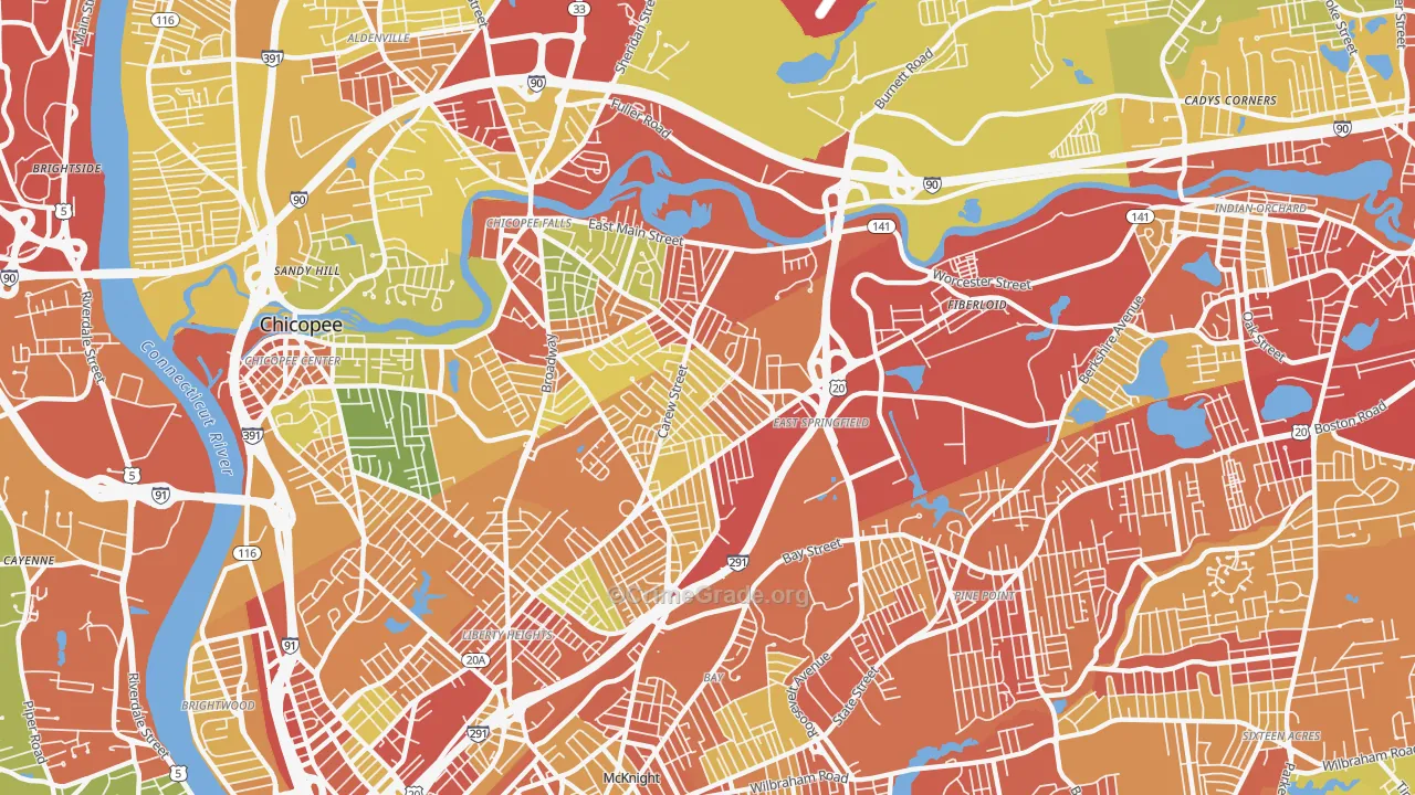East Springfield, Springfield, MA Map of Drug-Related Crime Rates