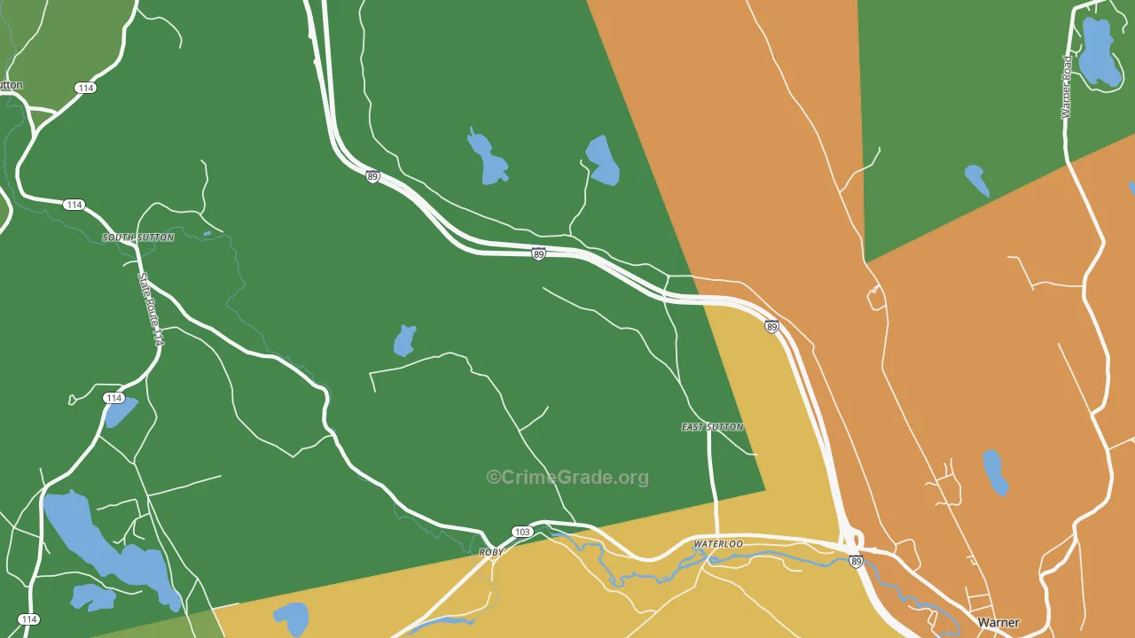 East Sutton, NH Map of Drug-Related Crime Rates