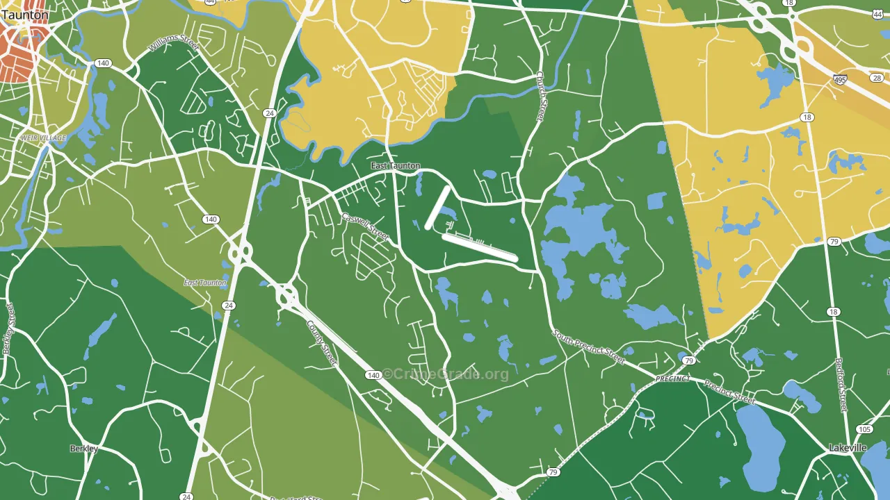 East Taunton, MA Map of Drug-Related Crime Rates