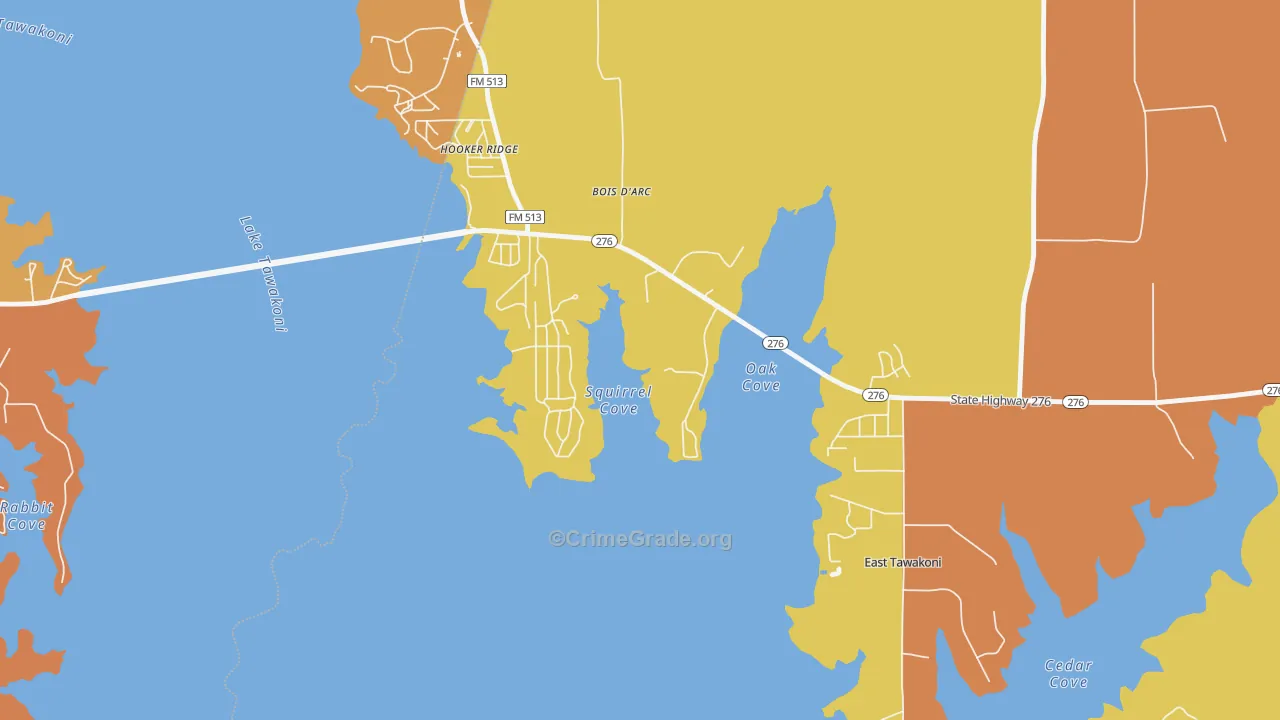 East Tawakoni, TX Map of Drug-Related Crime Rates