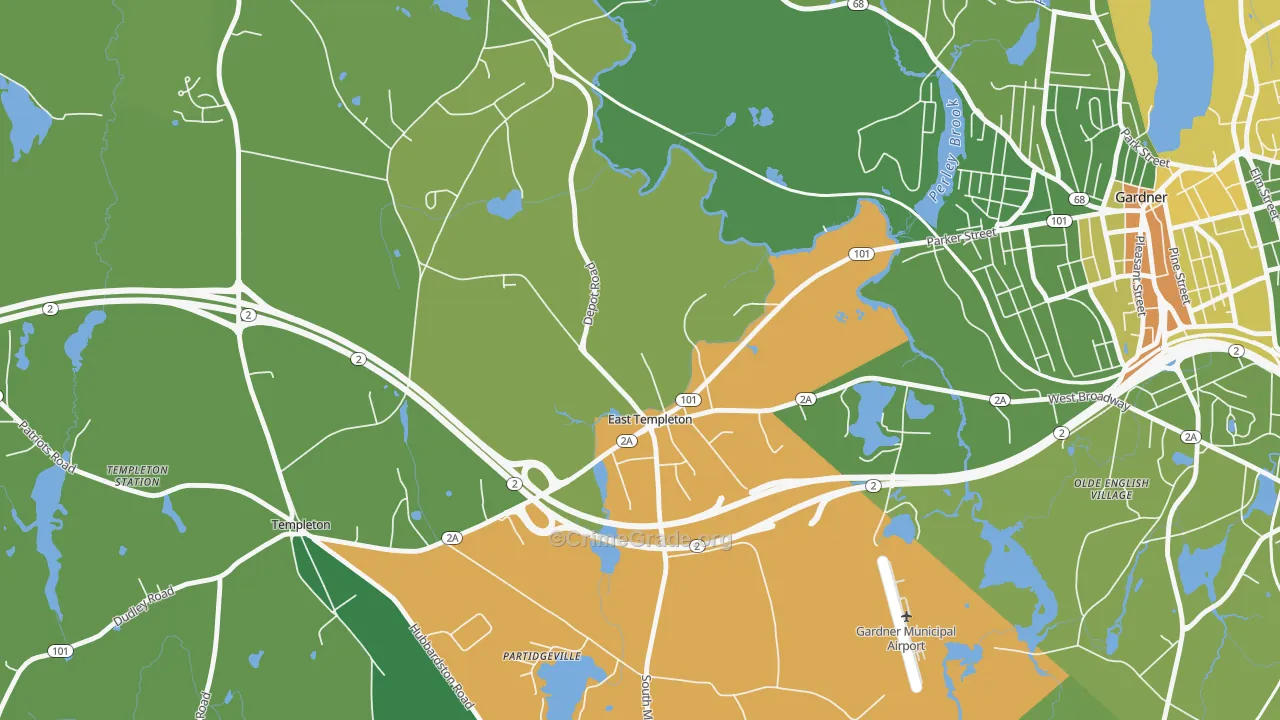 East Templeton, MA Map of Drug-Related Crime Rates