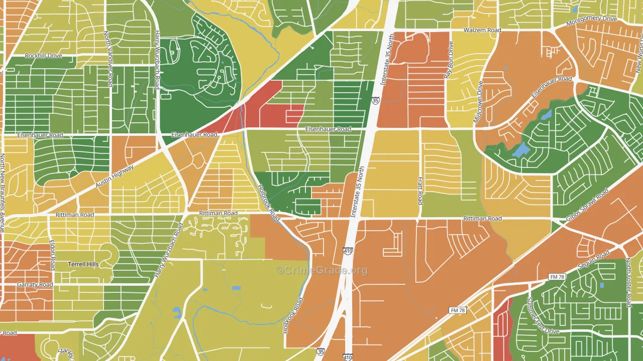 East Terrell Hills, San Antonio, TX Map of Drug-Related Crime Rates