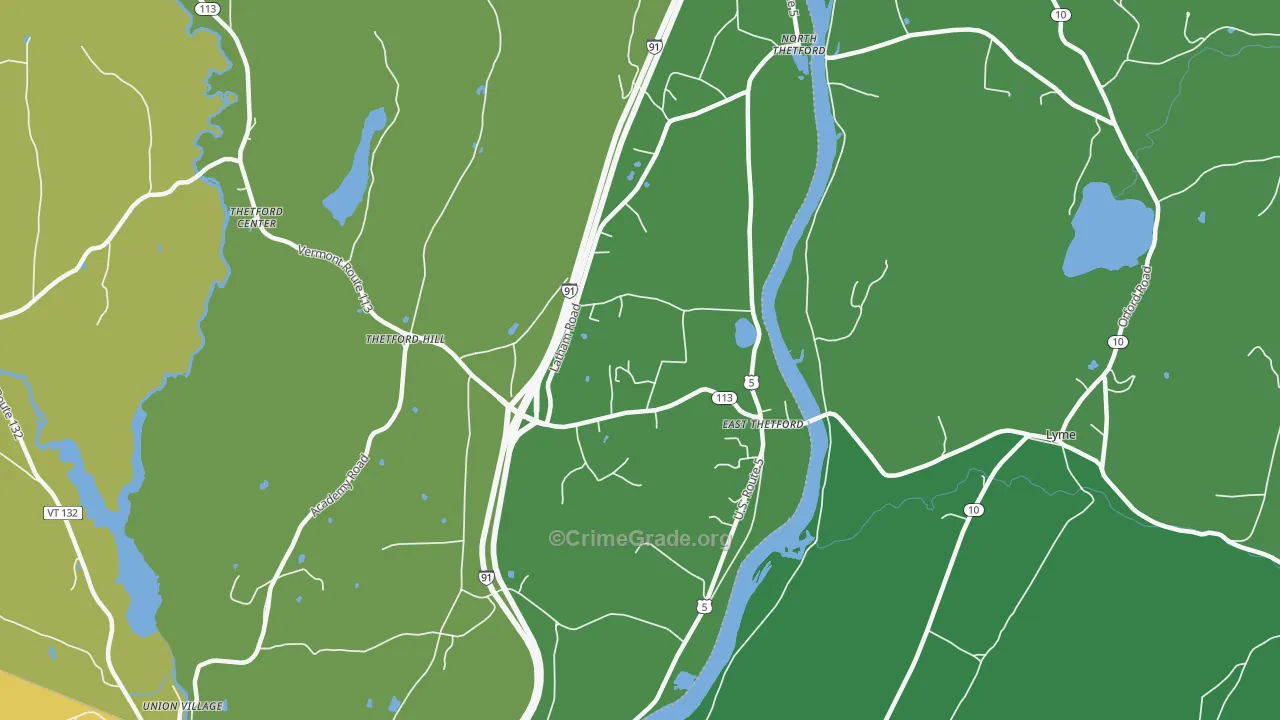 East Thetford, VT Map of Drug-Related Crime Rates