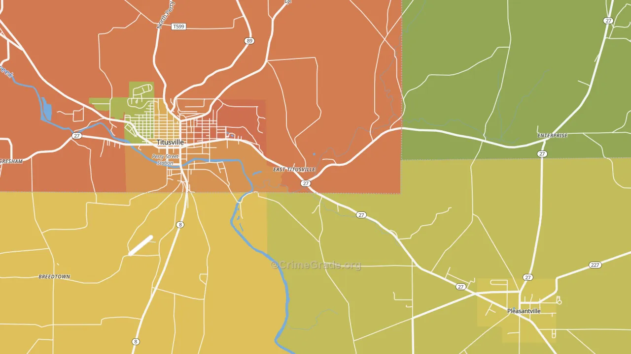 East Titusville, PA Map of Drug-Related Crime Rates