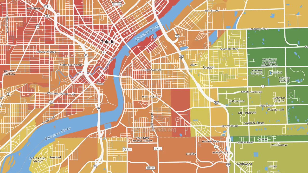 East Toledo, Toledo, OH Map of Drug-Related Crime Rates