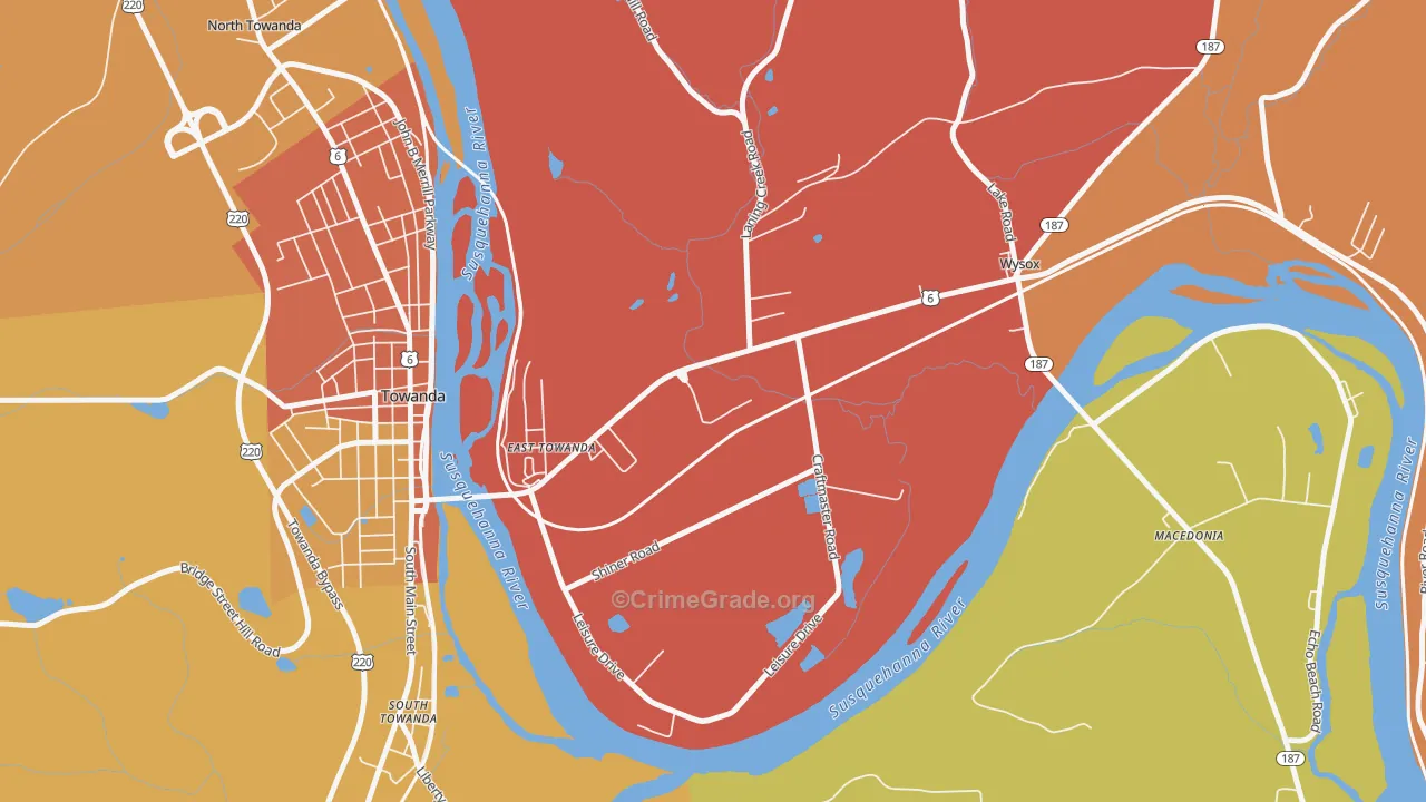 East Towanda, PA Map of Drug-Related Crime Rates