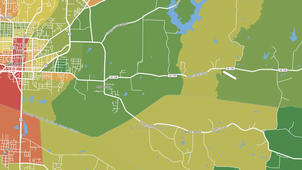 East Union, TN Map of Drug-Related Crime Rates