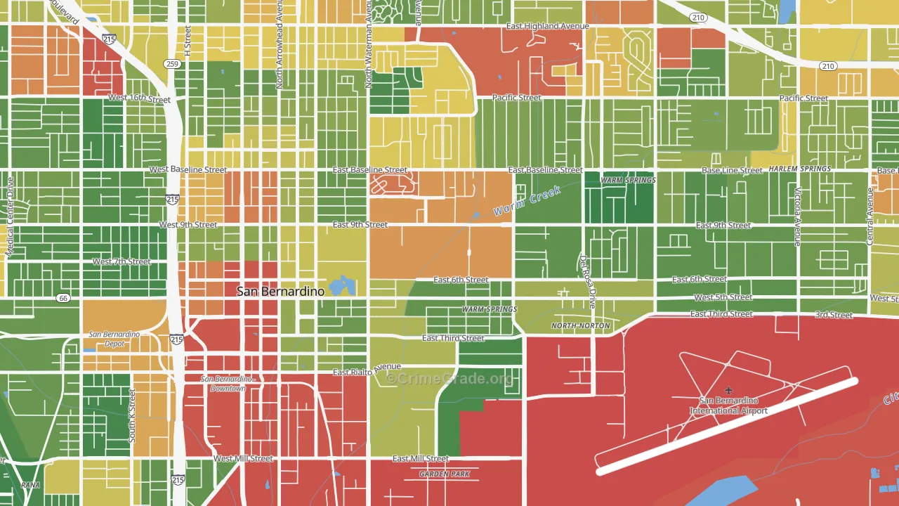 East Valley, San Bernardino, CA Map of Drug-Related Crime Rates