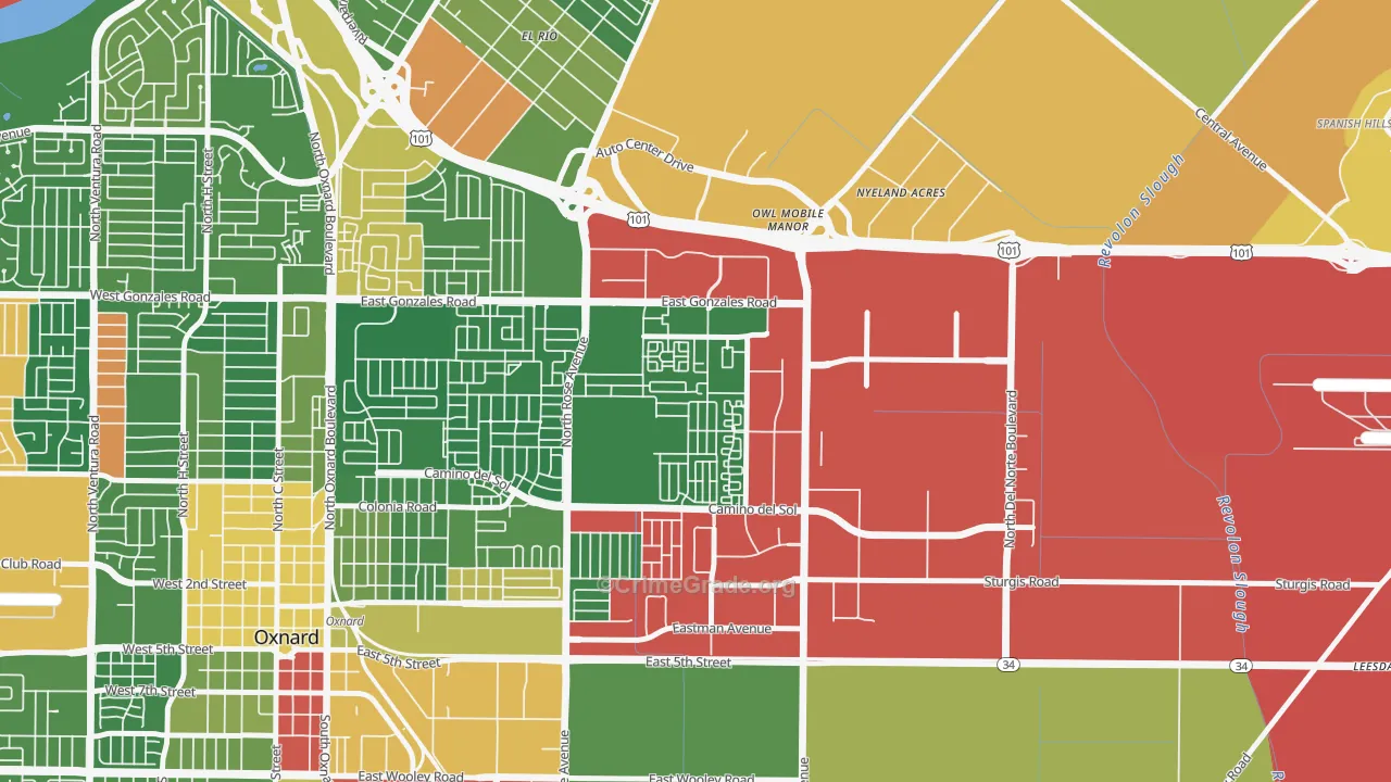 East Village Oxnard, Oxnard, CA Map of Drug-Related Crime Rates