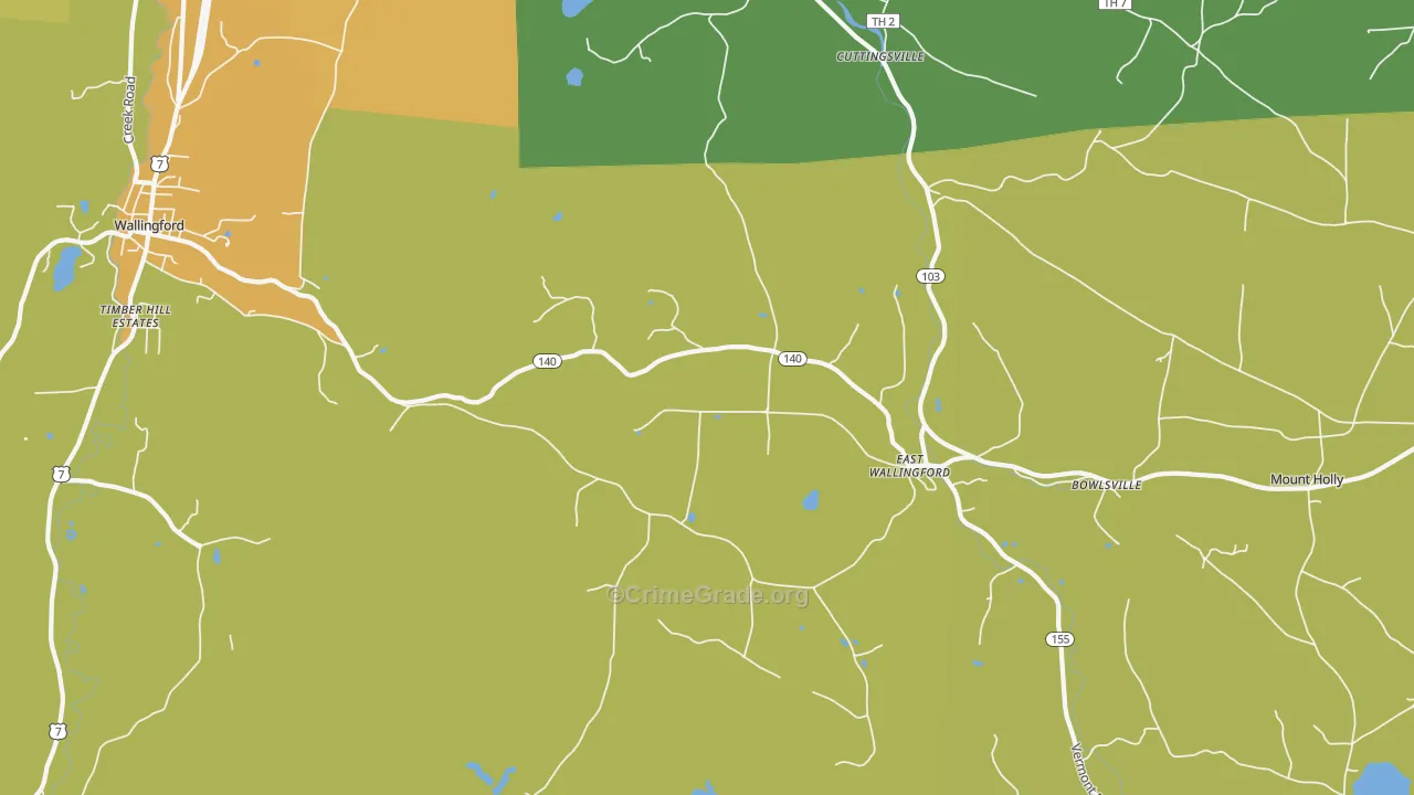 East Wallingford, VT Map of Drug-Related Crime Rates