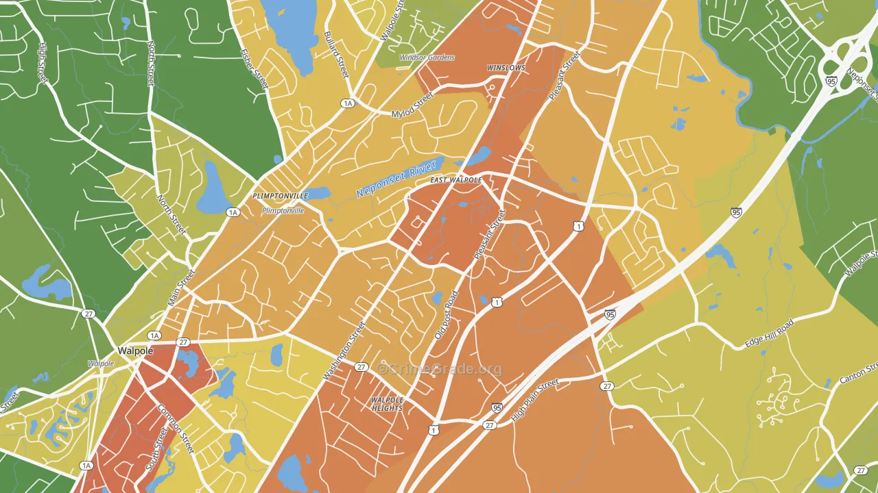 East Walpole, MA Map of Drug-Related Crime Rates