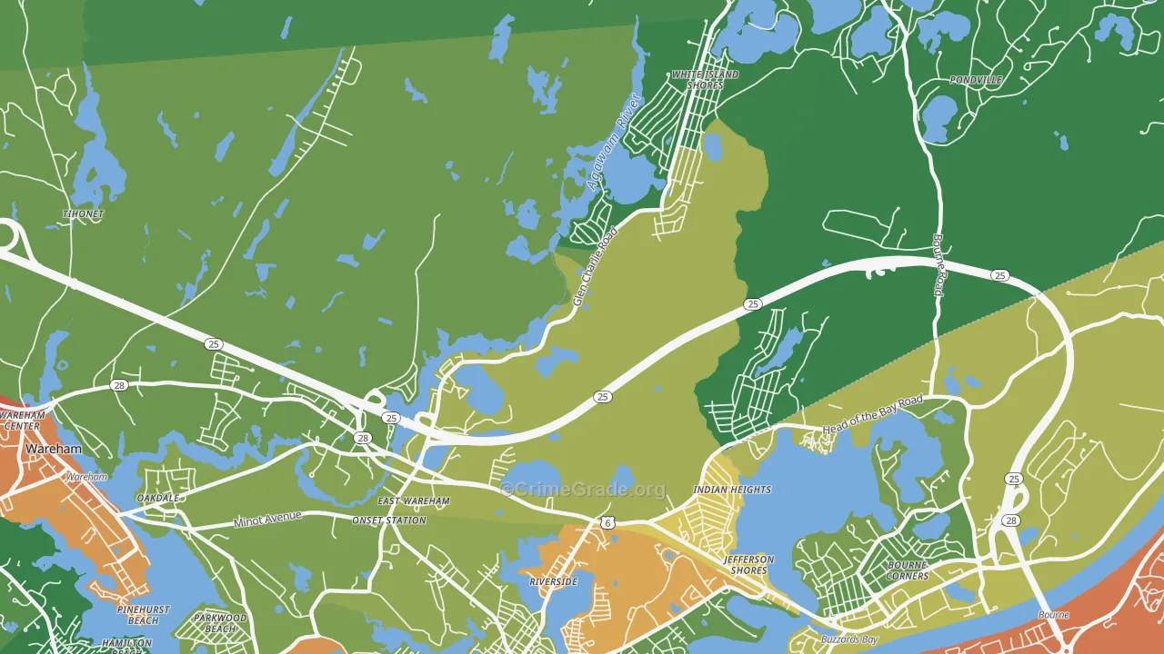 East Wareham, MA Map of Drug-Related Crime Rates