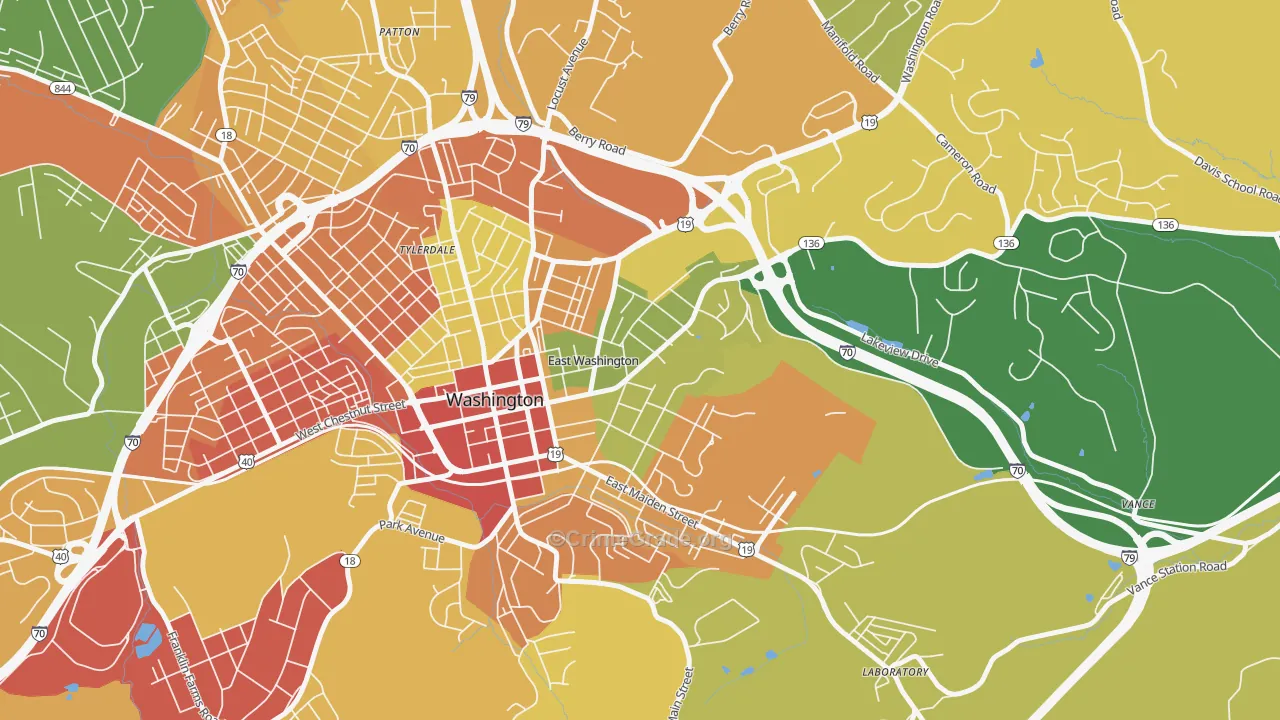 East Washington, PA Map of Drug-Related Crime Rates