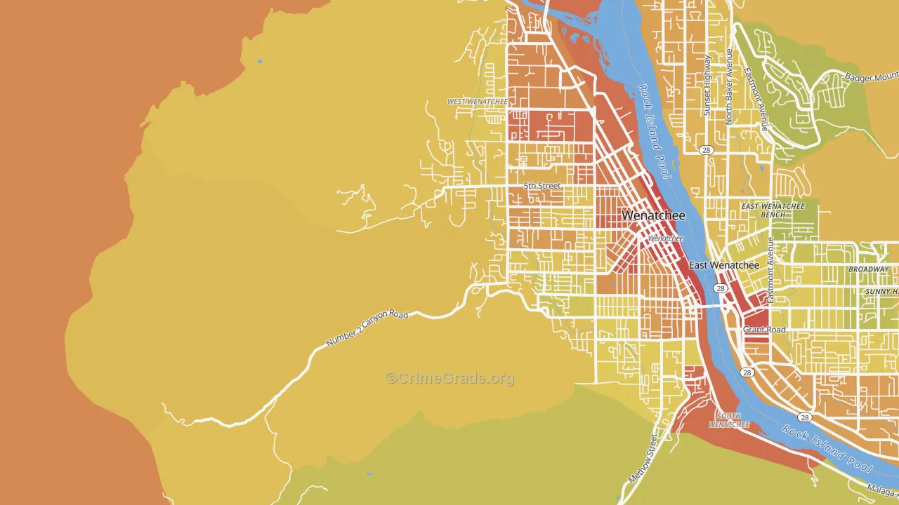 East Wenatchee Bench, WA Map of Drug-Related Crime Rates