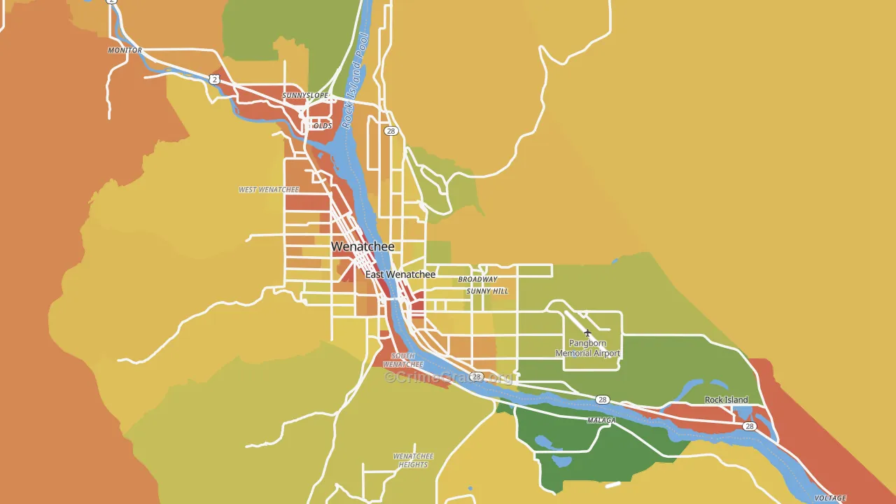 East Wenatchee, WA Map of Drug-Related Crime Rates