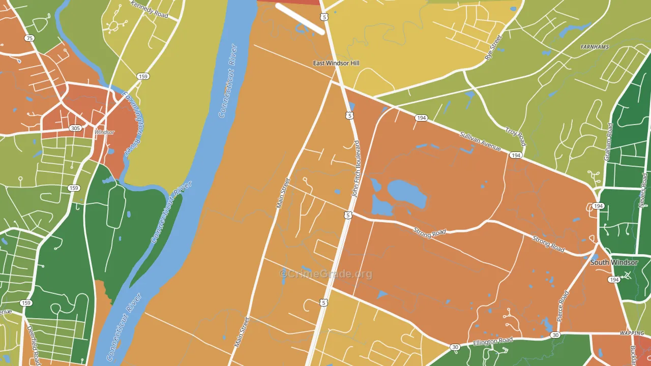 East Windsor Hill, CT Map of Drug-Related Crime Rates