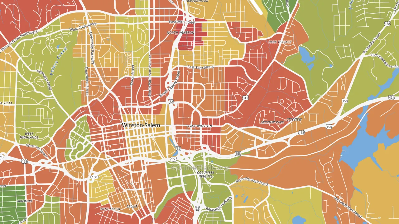 East Winston, Winston-Salem, NC Map of Drug-Related Crime Rates