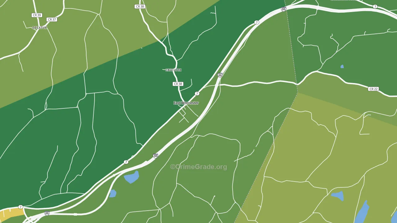 East Worcester, NY Map of Drug-Related Crime Rates