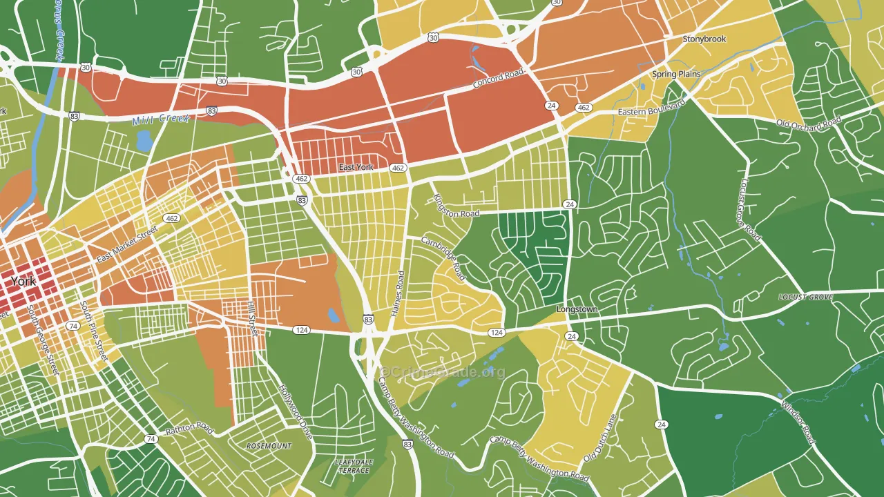 East York, PA Map of Drug-Related Crime Rates