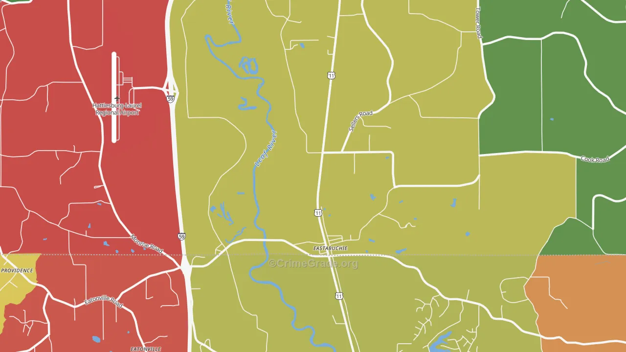 Eastabuchie, MS Map of Drug-Related Crime Rates