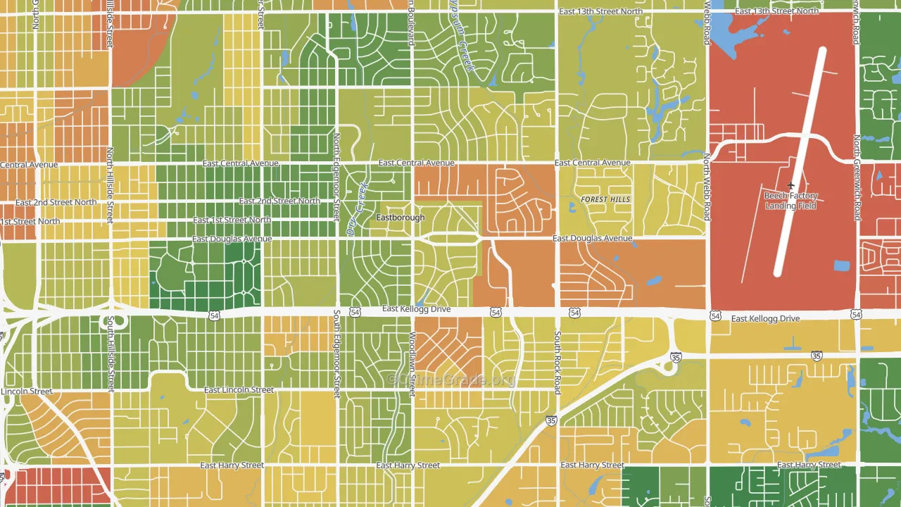 Eastborough, KS Map of Drug-Related Crime Rates