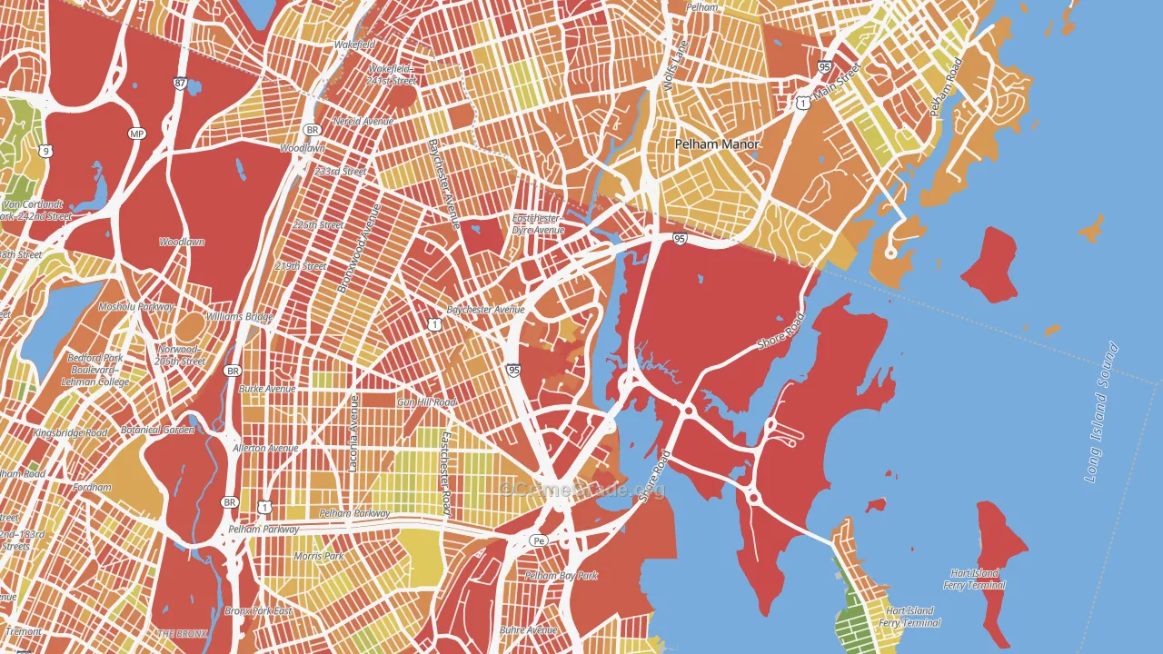 Eastchester, Bronx, NY Map of Drug-Related Crime Rates
