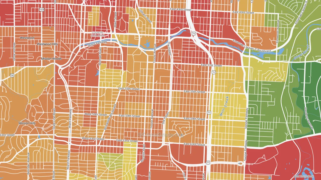 Eastern 49-63, Kansas City, MO Map of Drug-Related Crime Rates