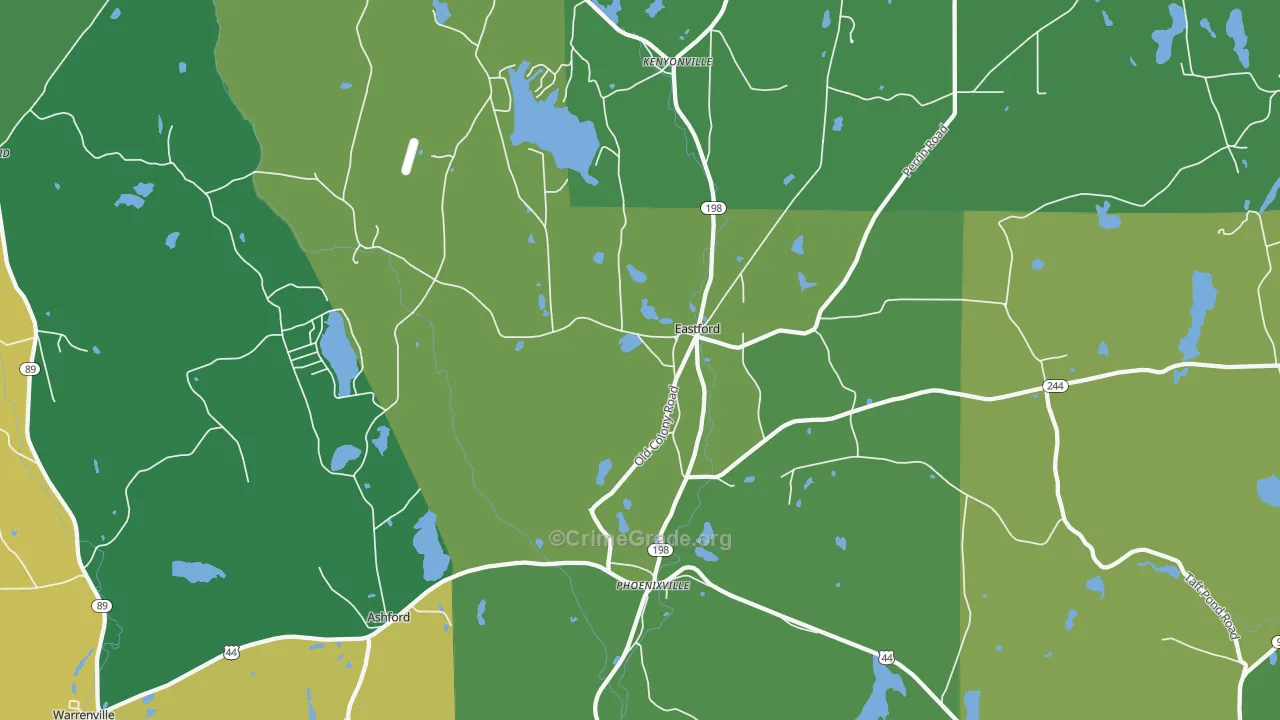Eastford, CT Map of Drug-Related Crime Rates