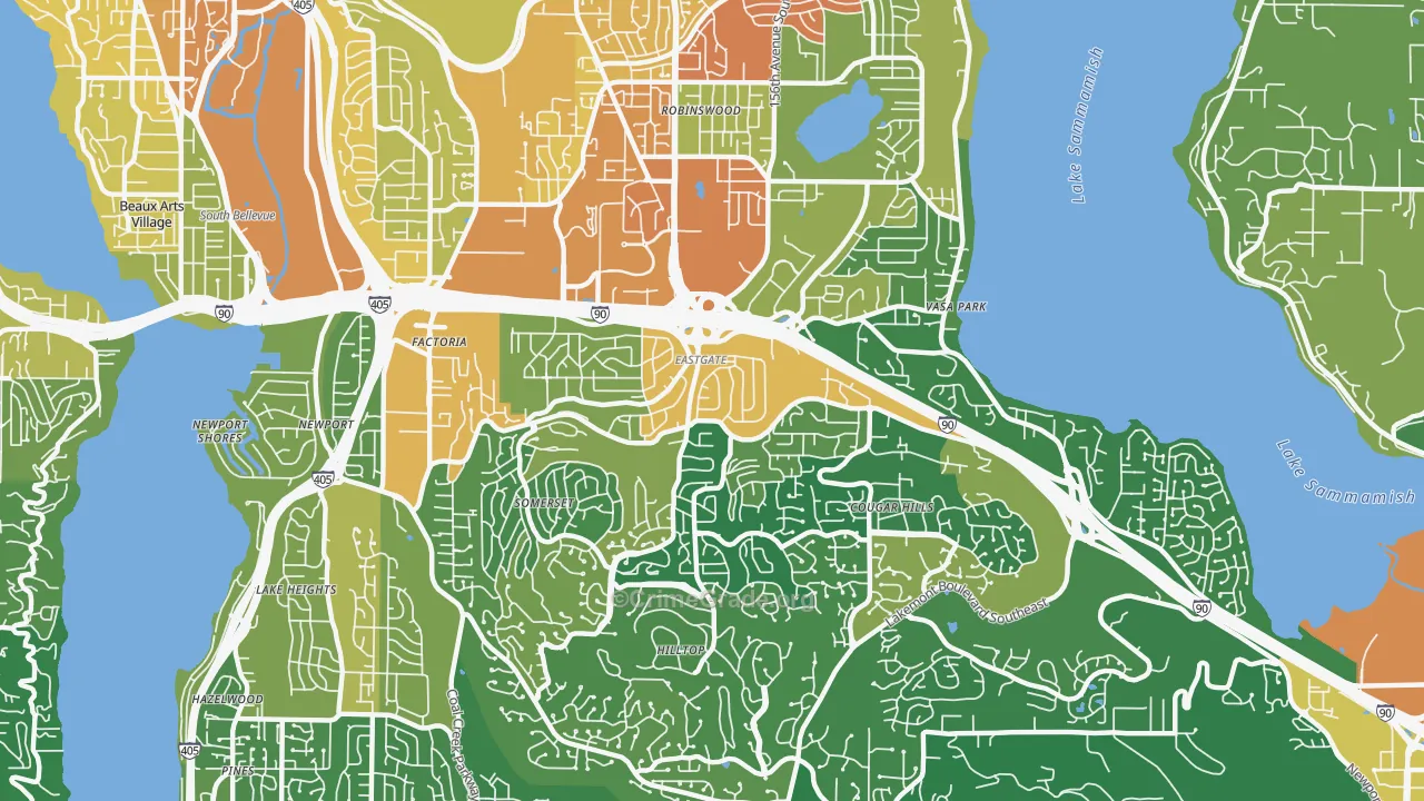 Eastgate, Bellevue, WA Map of Drug-Related Crime Rates
