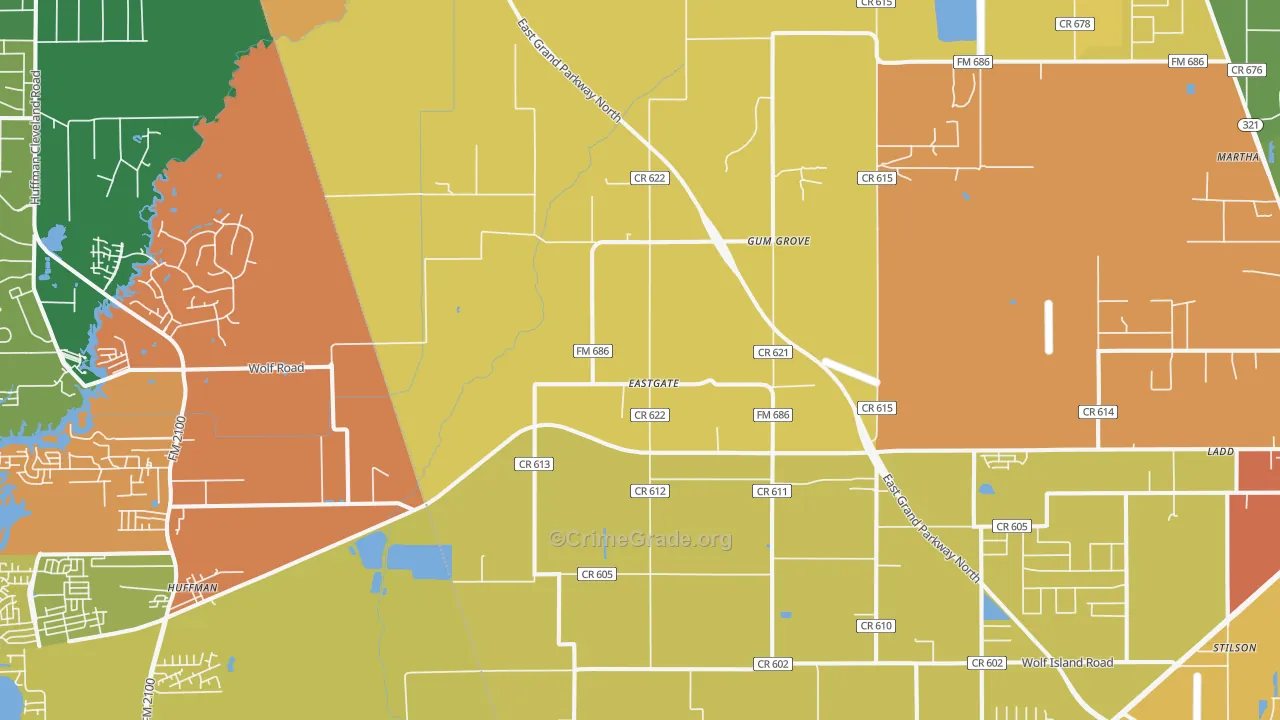 Eastgate, TX Map of Drug-Related Crime Rates