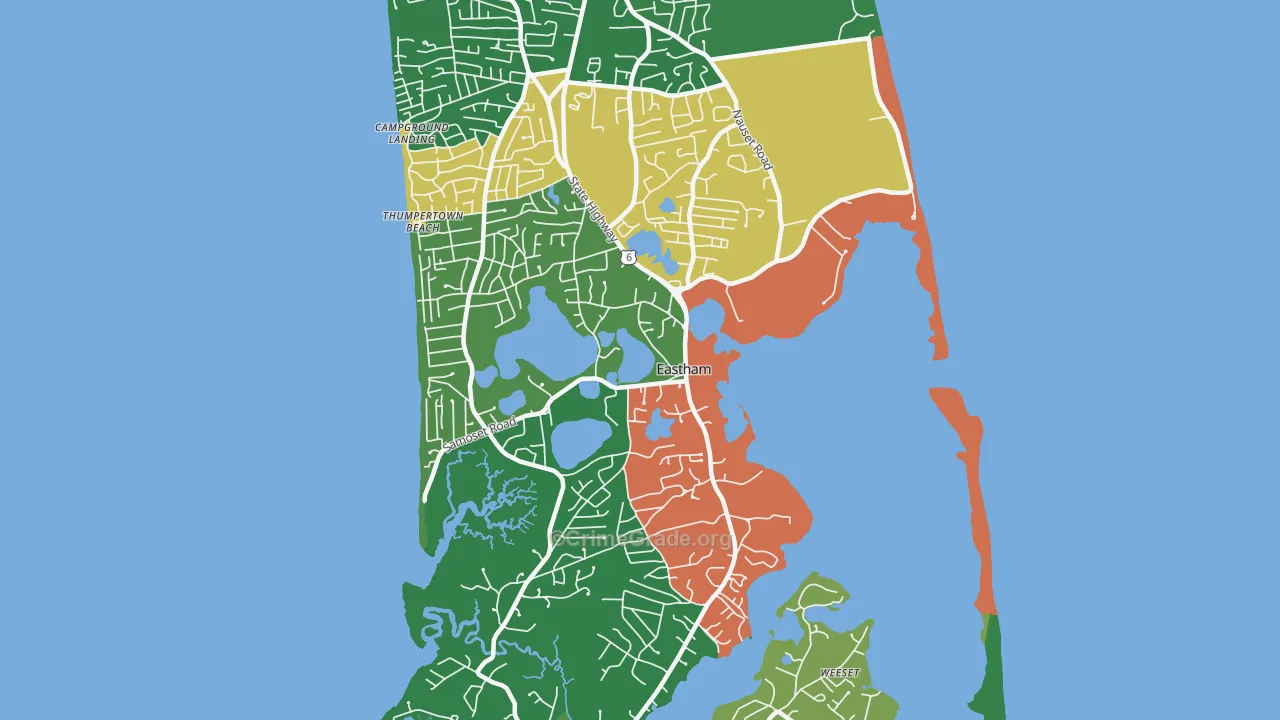 Eastham, MA Map of Drug-Related Crime Rates