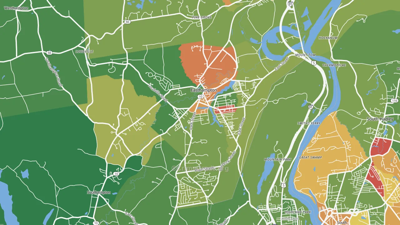 Easthampton, MA Map of Drug-Related Crime Rates