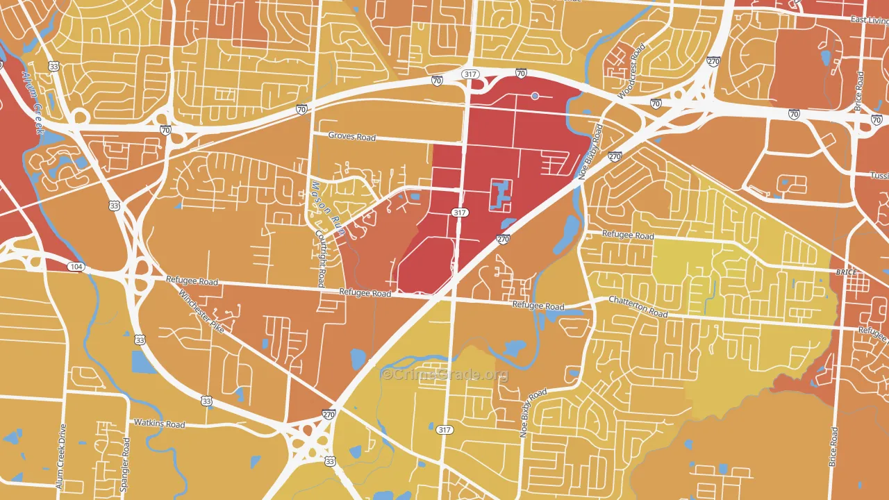 Eastland, Columbus, OH Map of Drug-Related Crime Rates
