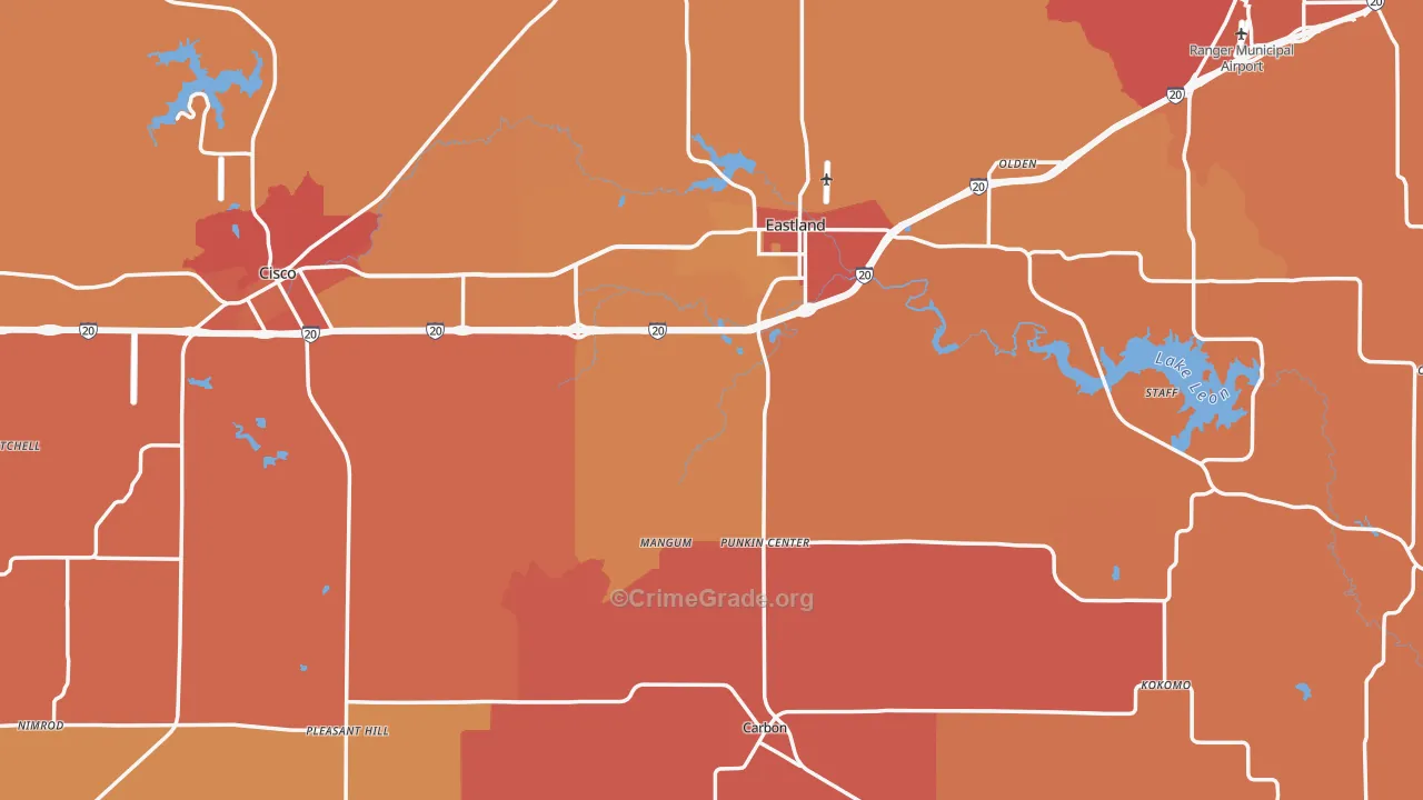 Eastland County, TX Map of Drug-Related Crime Rates