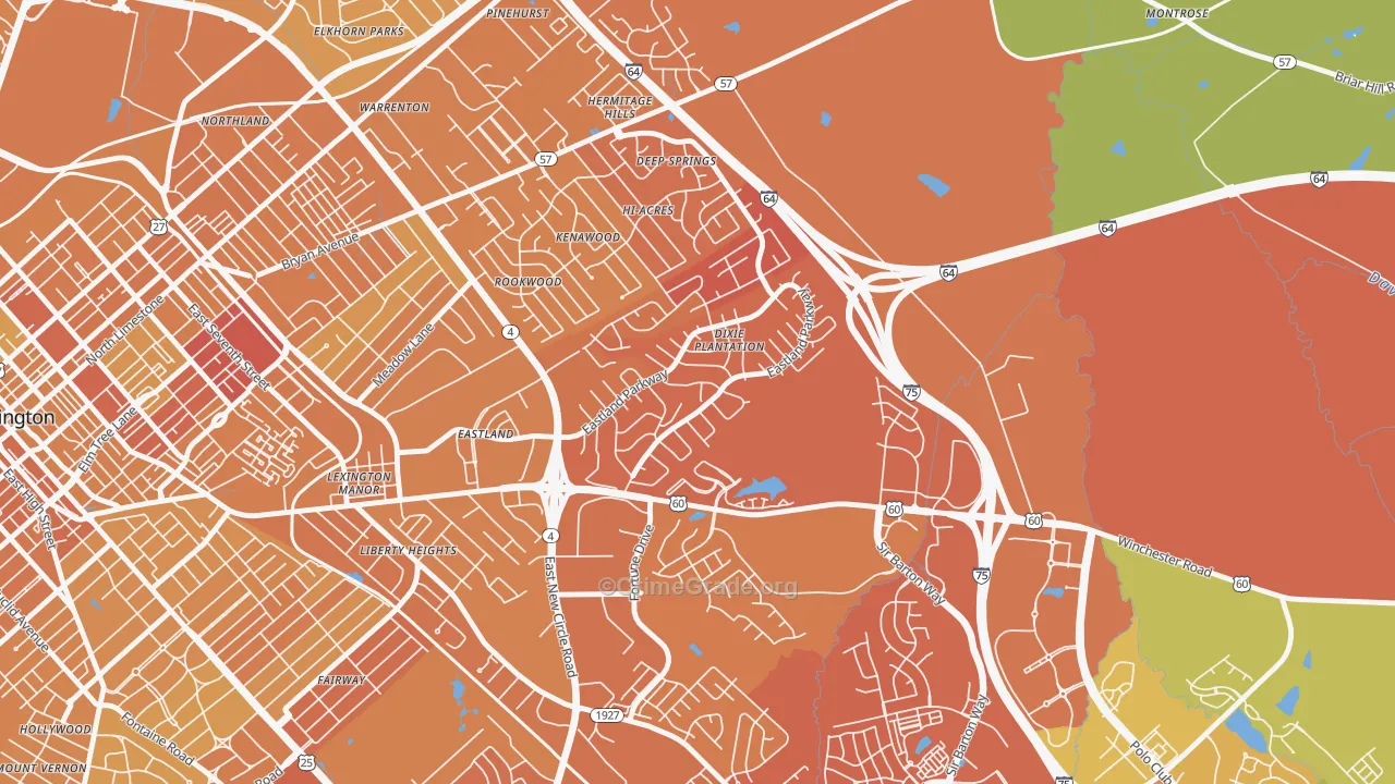 Eastland Park-Dixie Plantation, Lexington, KY Map of Drug-Related Crime Rates