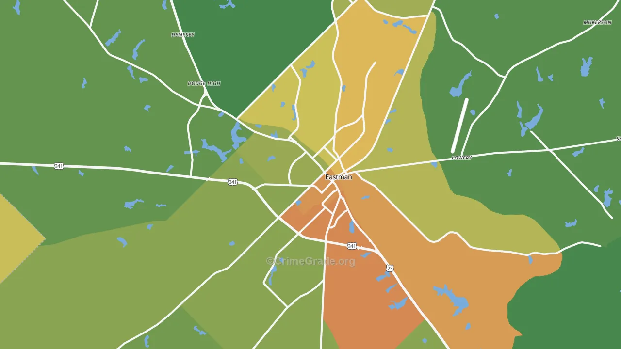 Eastman, GA Map of Drug-Related Crime Rates