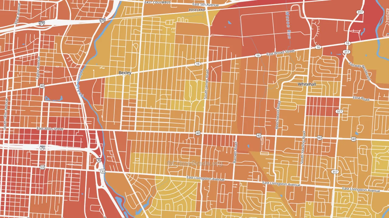 Eastmoor, Columbus, OH Map of Drug-Related Crime Rates