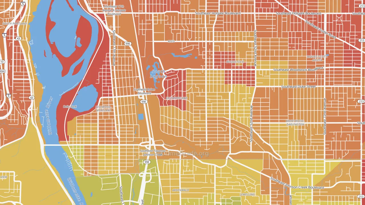 Eastmoreland, Portland, OR Map of Drug-Related Crime Rates