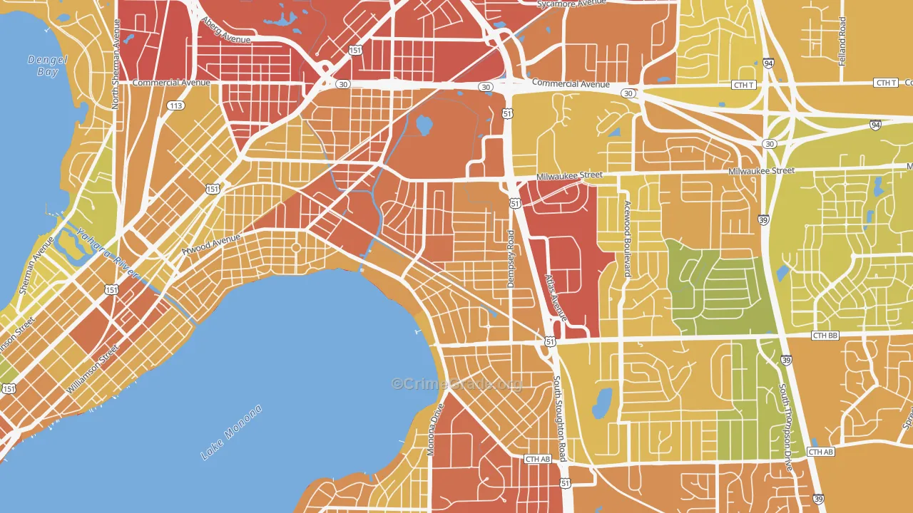 Eastmorland, Madison, WI Map of Drug-Related Crime Rates